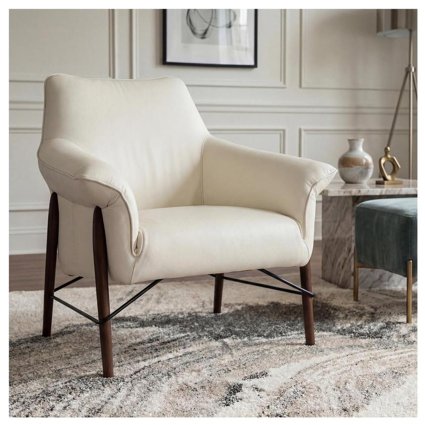 Jensen White Leather Accent Chair  alternate image, 2 of 12 images.