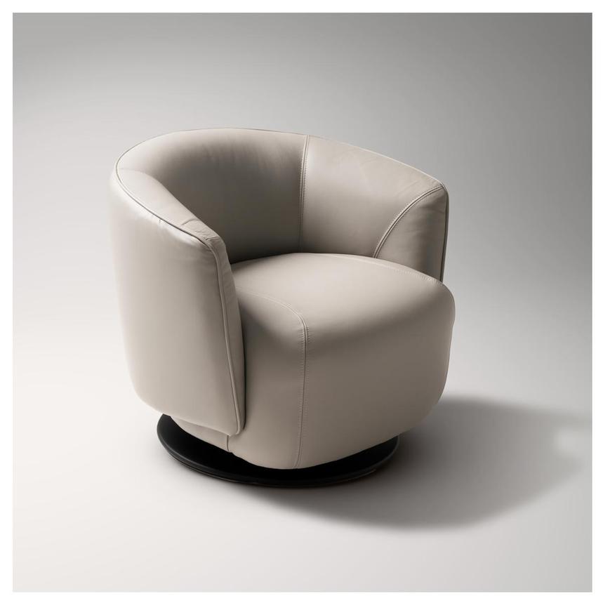 Aurelia Light Gray Leather Swivel Rocker Chair  alternate image, 2 of 10 images.