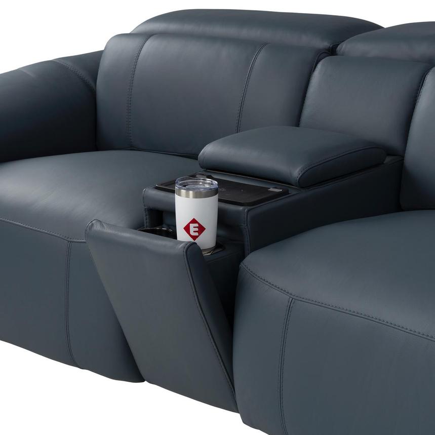 Cordova Blue Leather Power Reclining Sectional with 6PCS/2PWR  alternate image, 7 of 15 images.