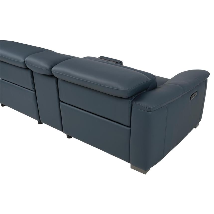 Cordova Blue Leather Power Reclining Sectional with 6PCS/2PWR alternate image, 5 of 15 images.