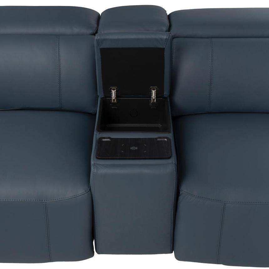 Cordova Blue Leather Power Reclining Sectional with 6PCS/3PWR alternate image, 8 of 14 images.
