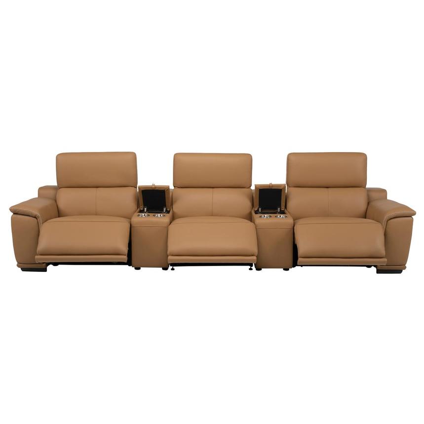 Davis 2.0 Tan Home Theater Leather Seating with 5PCS/3PWR alternate image, 3 of 11 images.