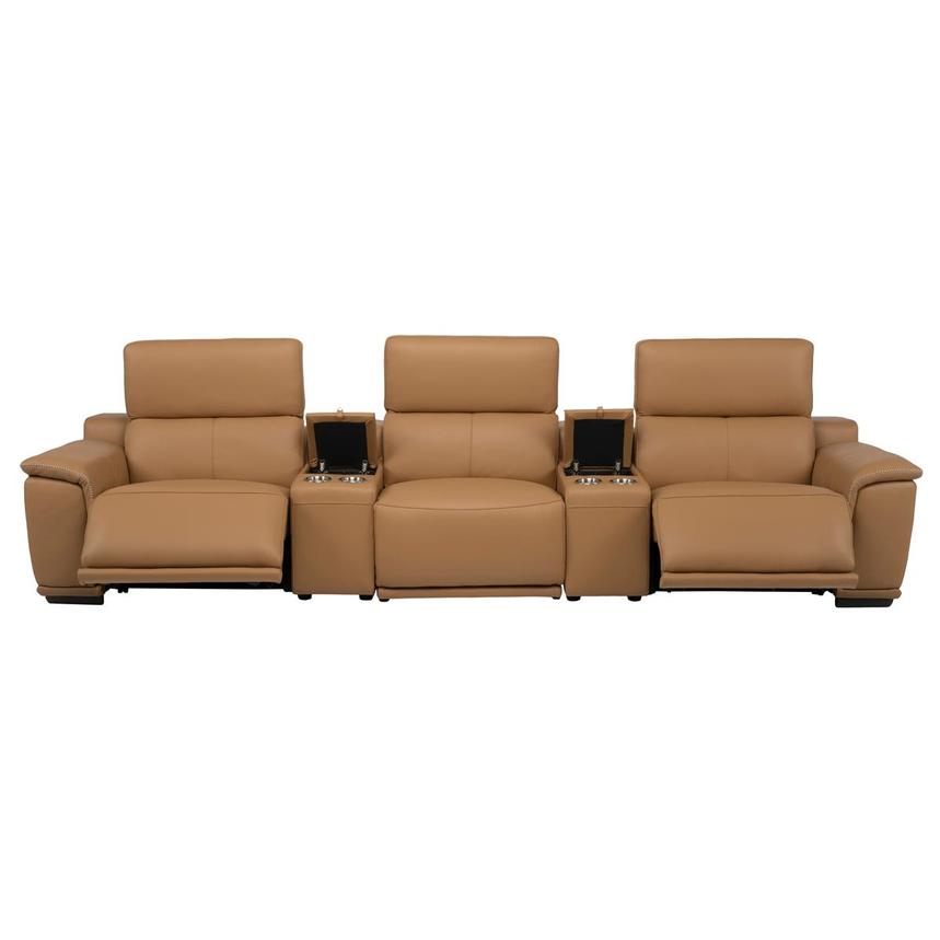 Davis 2.0 Tan Home Theater Leather Seating with 5PCS/2PWR alternate image, 3 of 13 images.