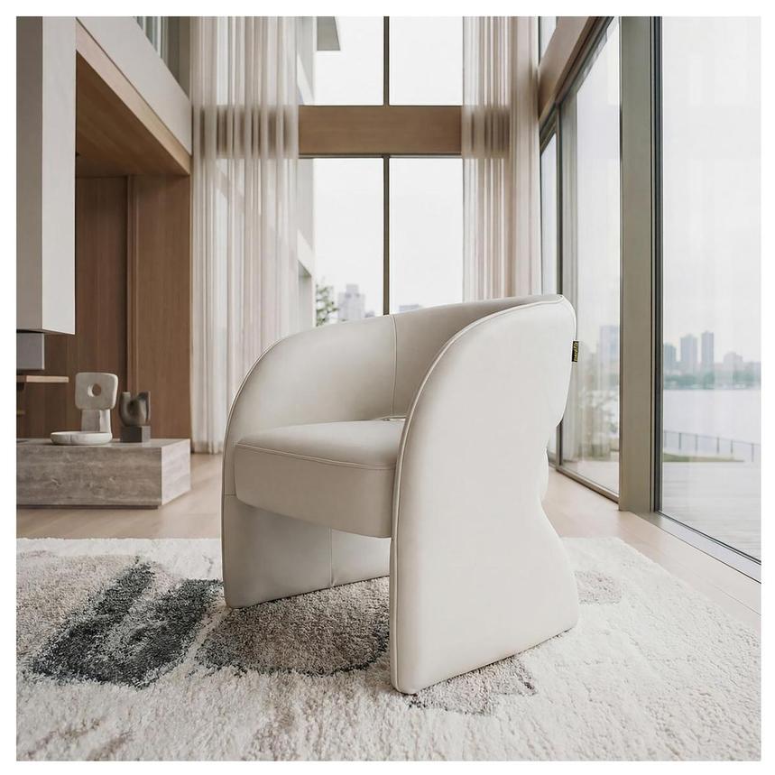 Emerson Light Gray Leather Accent Chair  alternate image, 2 of 11 images.