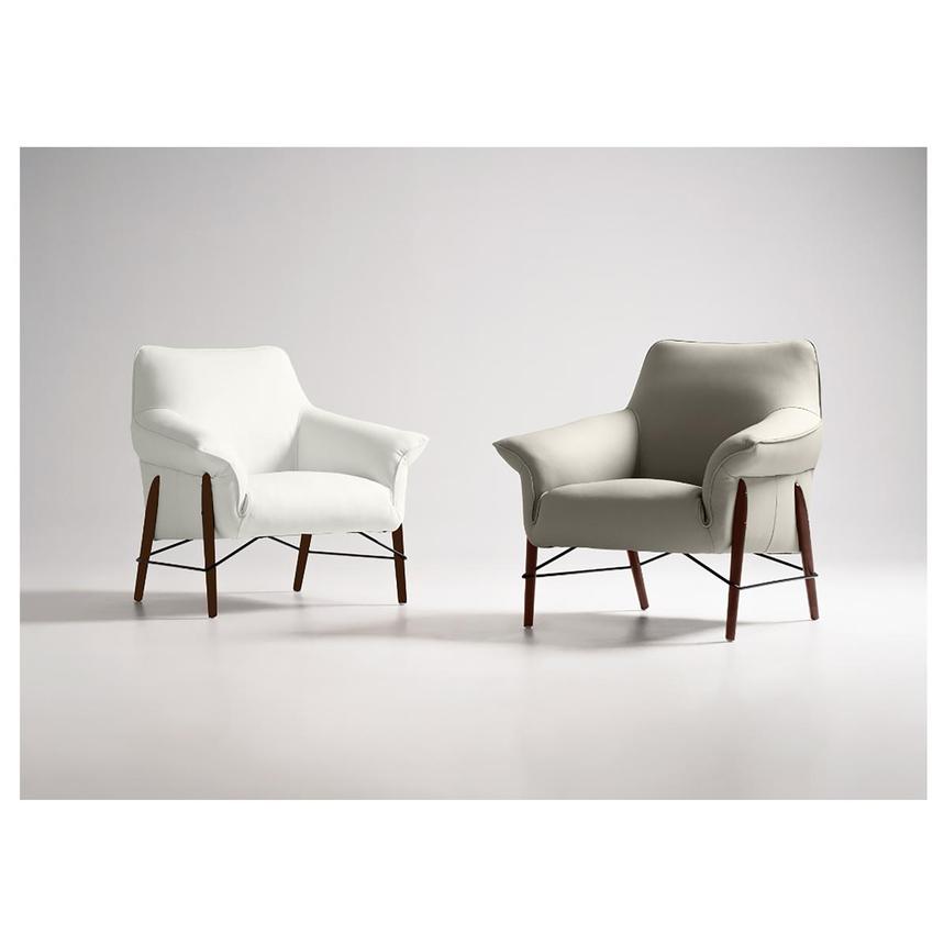 Jensen White Leather Accent Chair alternate image, 3 of 12 images.