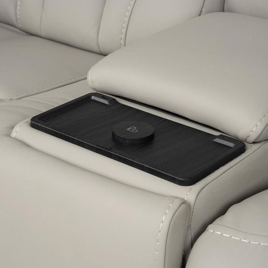 Kylo Light Gray Power Motion Leather Sofa w/Console  alternate image, 16 of 19 images.