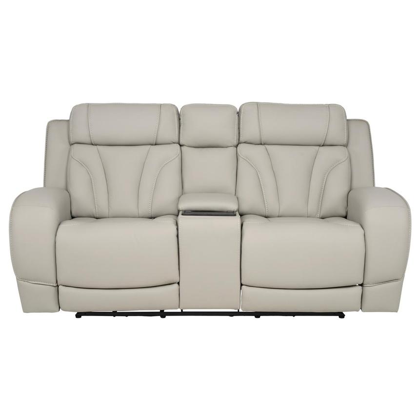 Kylo Light Gray Power Motion Leather Sofa w/Console