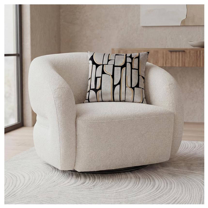 Zuri Cream Swivel Accent Chair  alternate image, 2 of 10 images.