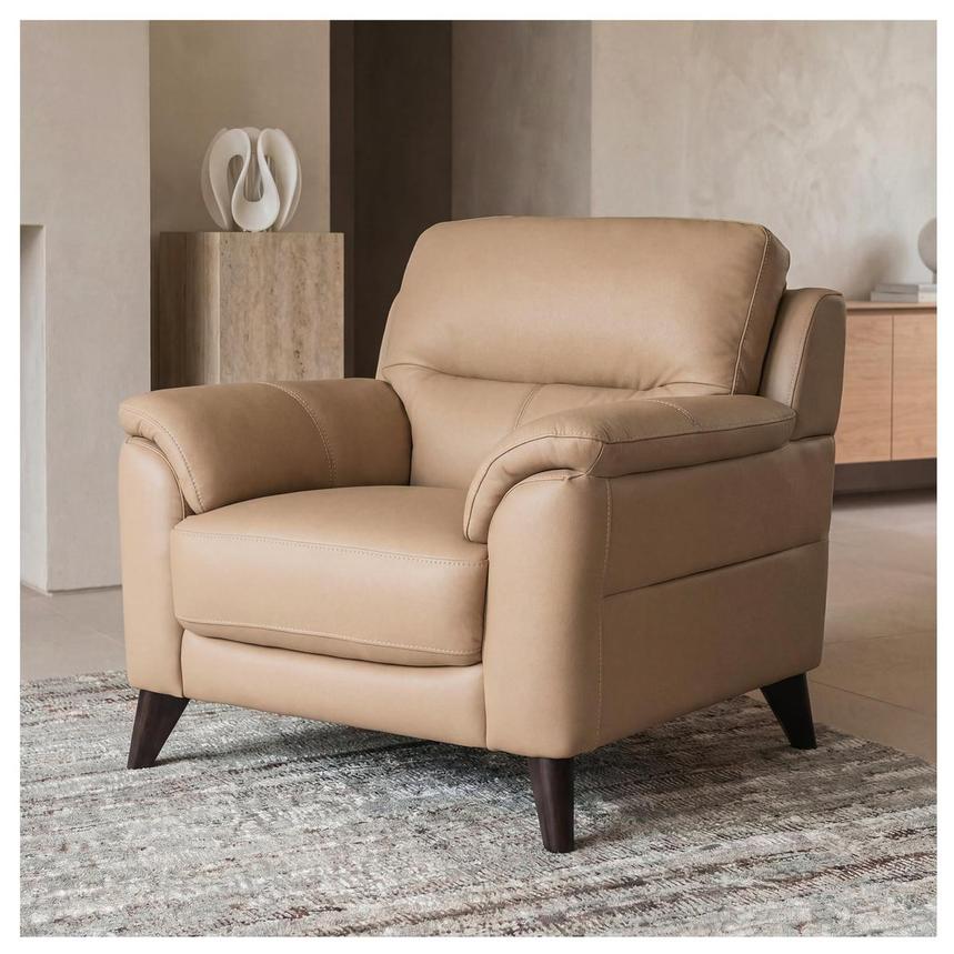 Bali Dark Cream Leather Arm Chair  alternate image, 2 of 9 images.