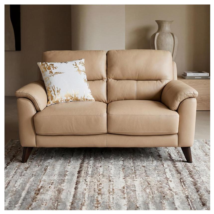 Bali Dark Cream Leather Loveseat  alternate image, 2 of 8 images.