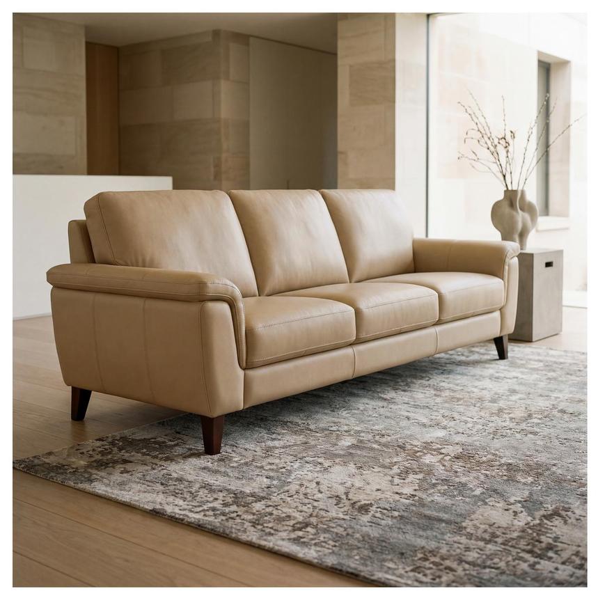 Bali Dark Cream Leather Sofa  alternate image, 2 of 8 images.