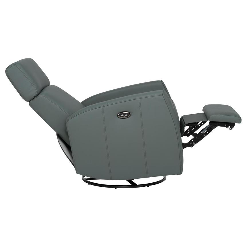 Lucca Blue Leather Power Glider Recliner  alternate image, 6 of 11 images.