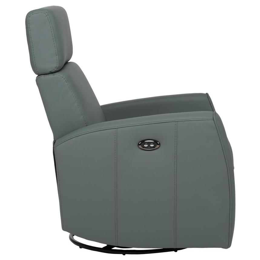 Lucca Blue Leather Power Swivel Glider Recliner  alternate image, 4 of 10 images.