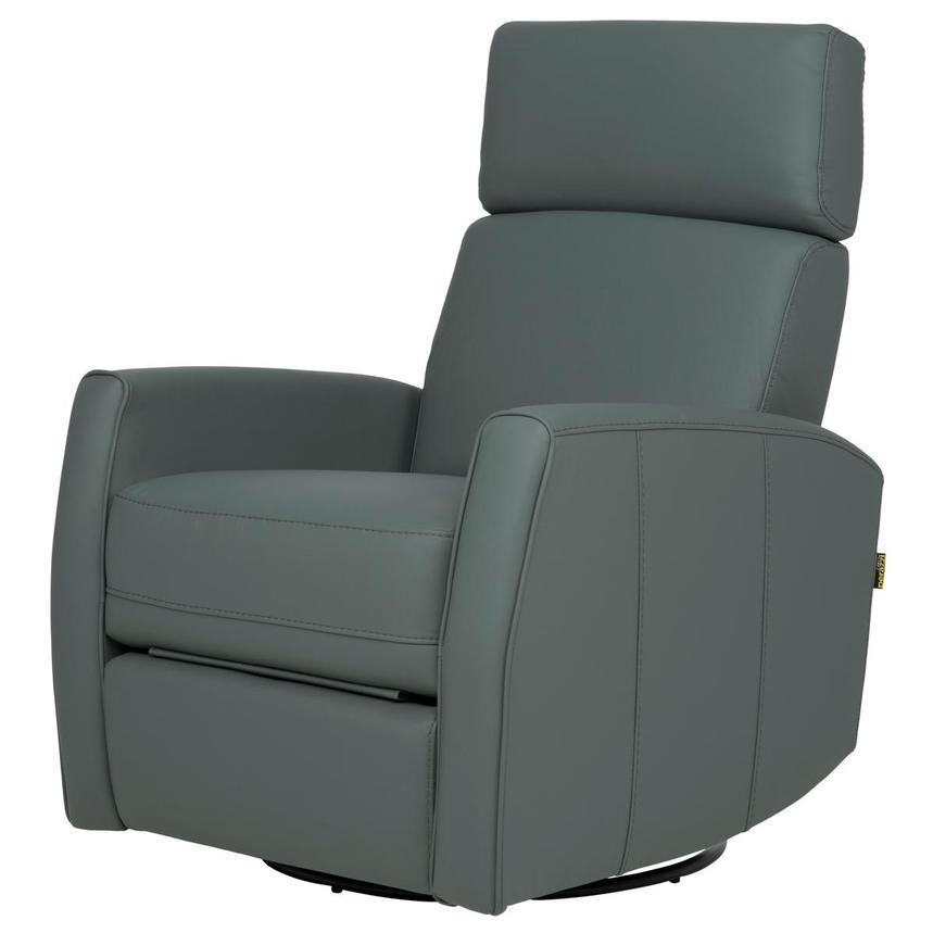 Lucca Blue Leather Power Glider Recliner  main image, 1 of 11 images.