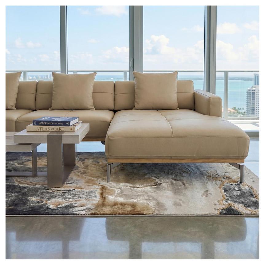 Nate Taupe Leather Corner Sofa w/Left Chaise alternate image, 2 of 12 images.