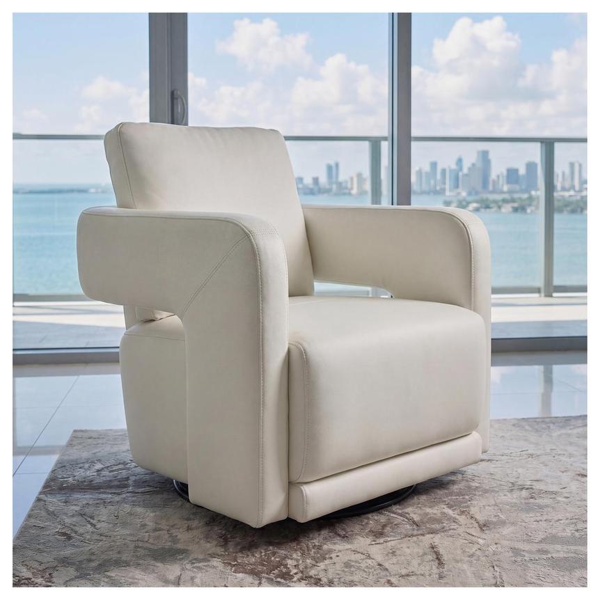 Carmello White Leather Swivel Chair  alternate image, 2 of 8 images.
