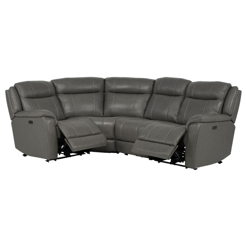 Samuel Dark Gray Leather Power Reclining Sectional with 4PCS/2PWR alternate image, 3 of 8 images.