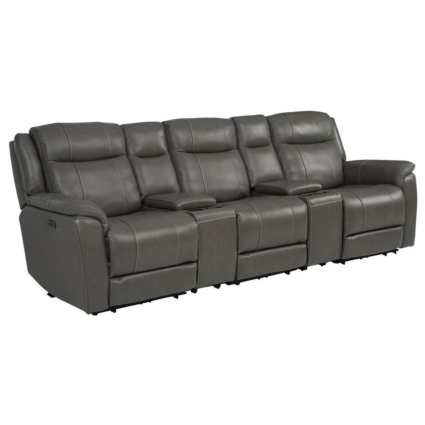 Samuel Dark Gray Home Theater Leather Seating with 5PCS/2PWR alternate image, 3 of 9 images.