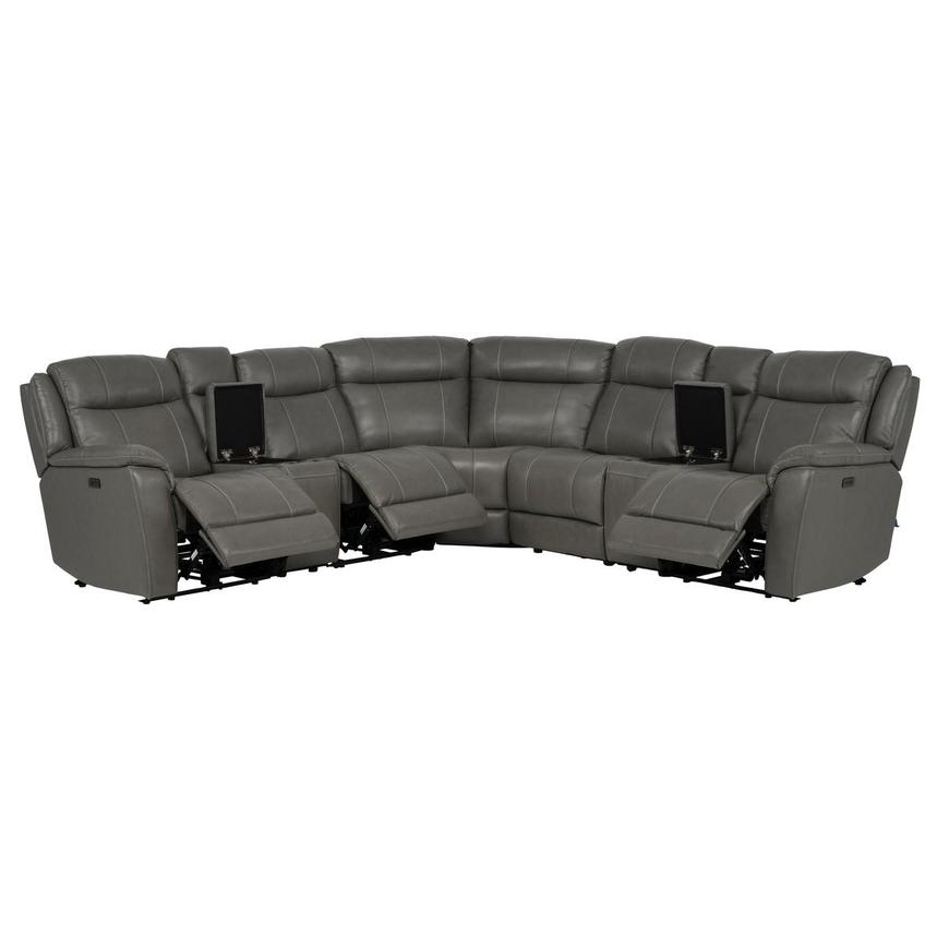 Samuel Dark Gray Leather Power Reclining Sectional with 7PCS/3PWR alternate image, 3 of 13 images.