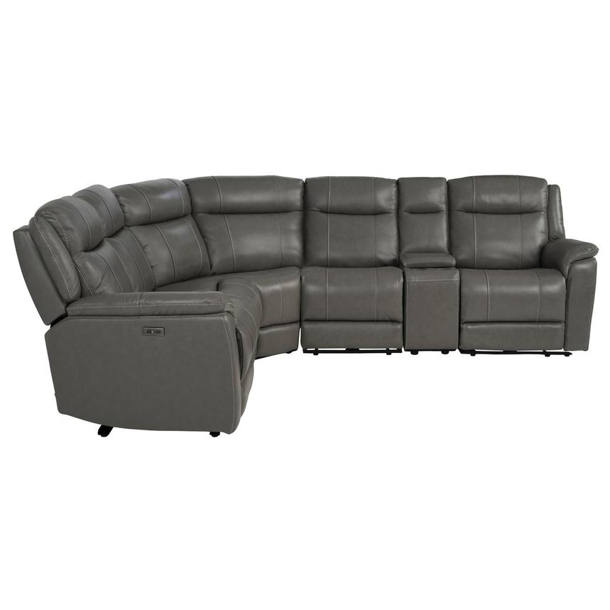 Samuel Dark Gray Leather Power Reclining Sectional with 6PCS/2PWR alternate image, 3 of 11 images.