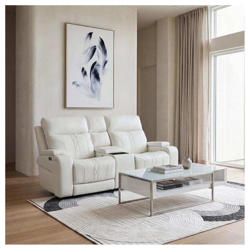 Zeus Leather Power Reclining Sofa w/Console alternate image, 2 of 17 images.