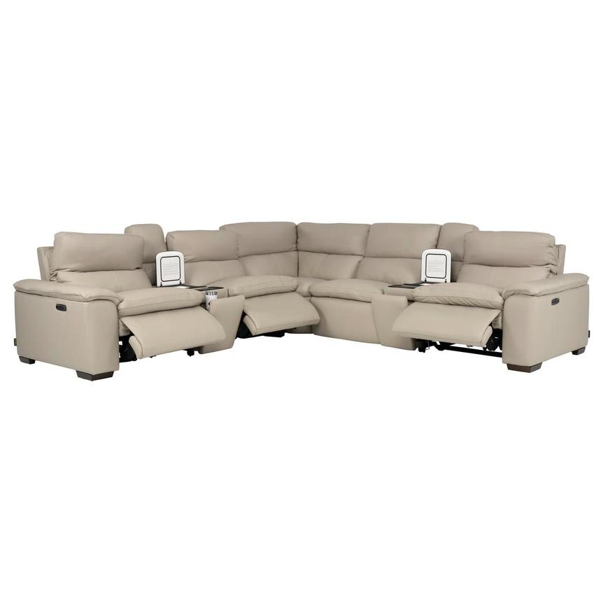 Volt Taupe Leather Power Reclining Sectional with 7PCS/3PWR alternate image, 2 of 11 images.