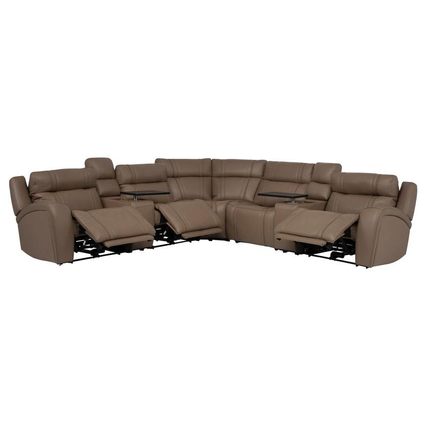 Galaxy Light Brown Leather Power Reclining Sectional with 7PCS/3PWR alternate image, 2 of 14 images.