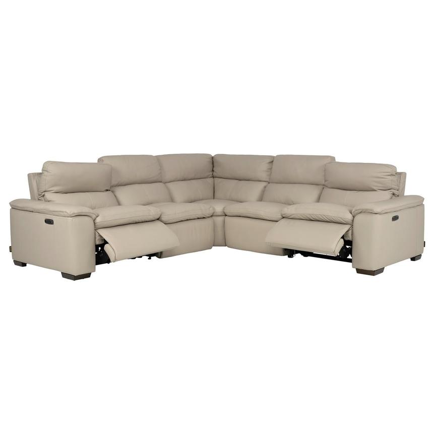Volt Taupe Leather Power Reclining Sectional with 5PCS/2PWR alternate image, 2 of 9 images.