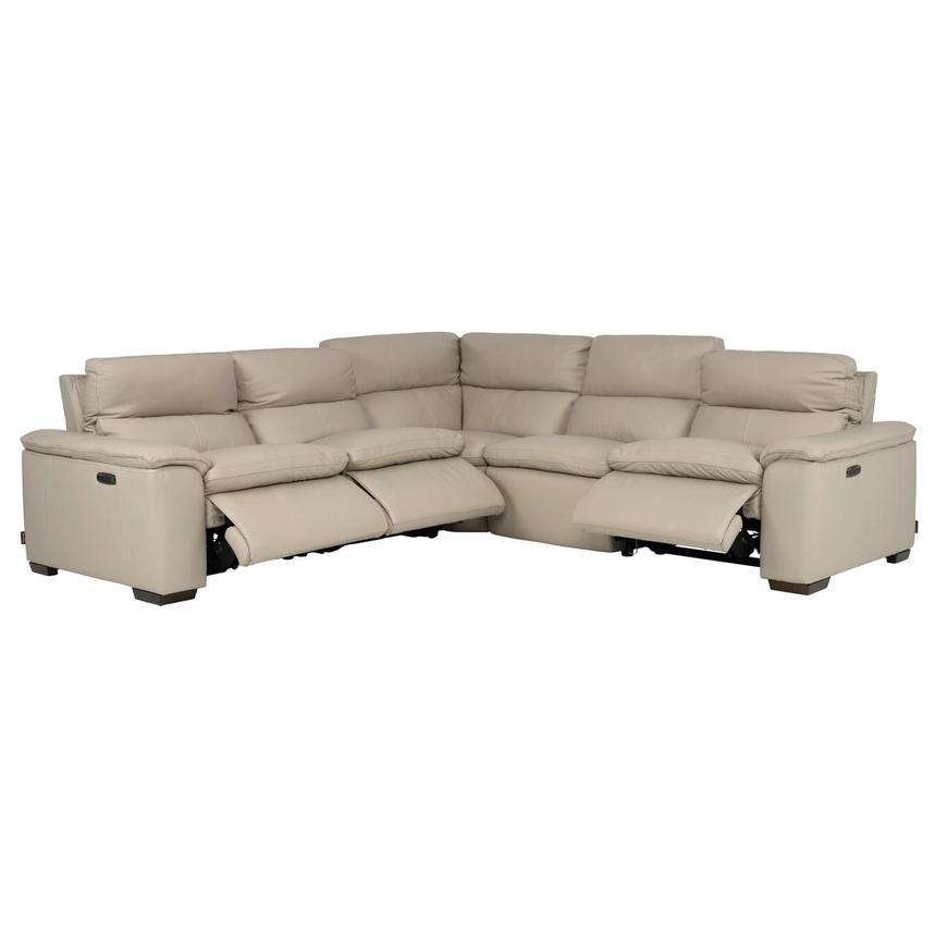 Volt Taupe Leather Power Reclining Sectional with 5PCS/3PWR alternate image, 2 of 10 images.