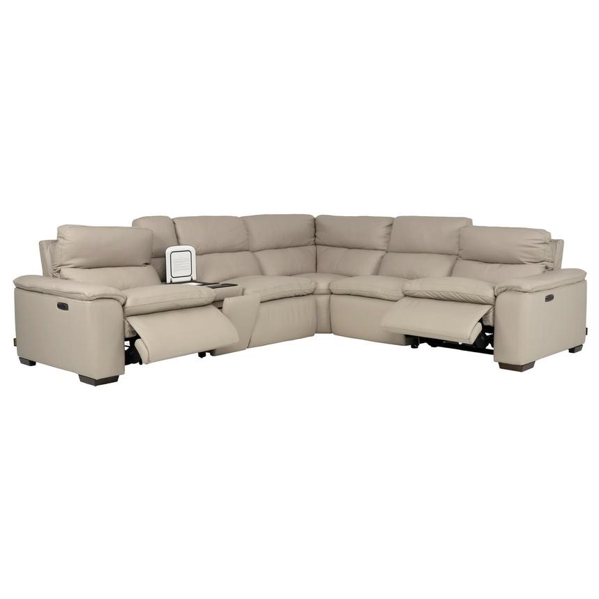 Volt Taupe Leather Power Reclining Sectional with 6PCS/2PWR alternate image, 2 of 11 images.