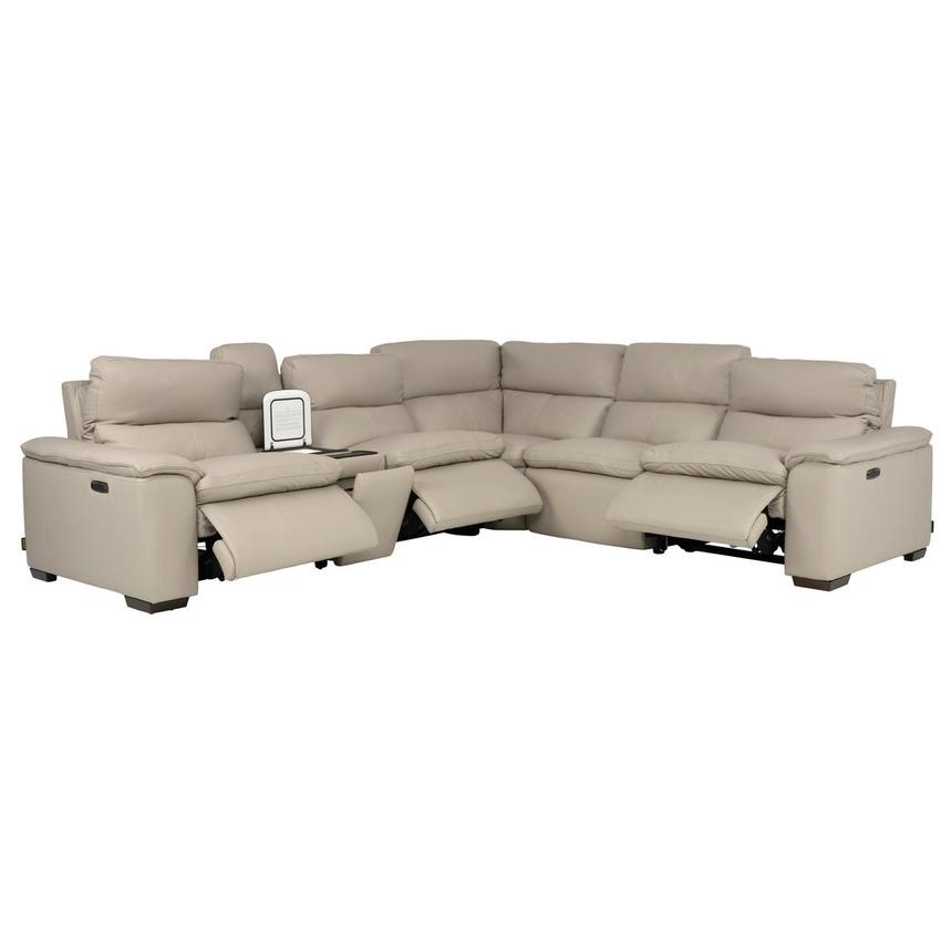 Volt Taupe Leather Power Reclining Sectional with 6PCS/3PWR alternate image, 2 of 11 images.