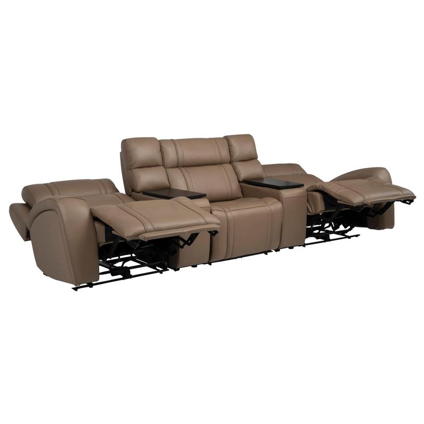 Galaxy Light Brown Home Theater Leather Seating with 5PCS/2PWR alternate image, 7 of 23 images.