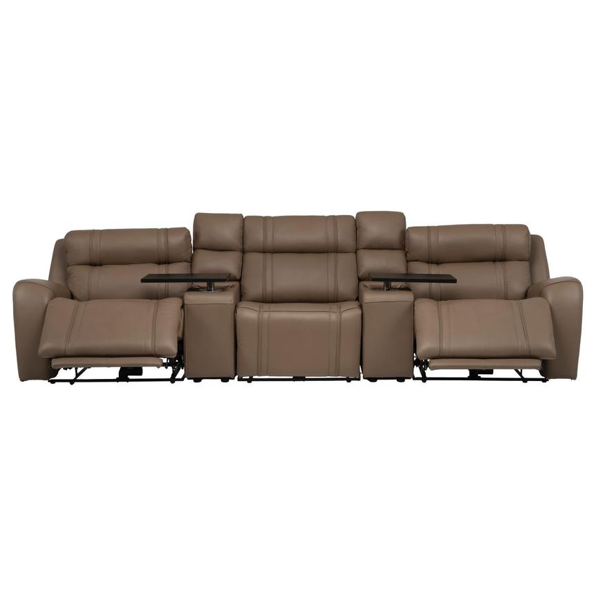 Galaxy Light Brown Home Theater Leather Seating with 5PCS/2PWR alternate image, 2 of 23 images.