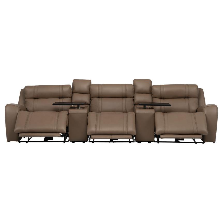 Galaxy Light Brown Home Theater Leather Seating with 5PCS/3PWR alternate image, 2 of 13 images.