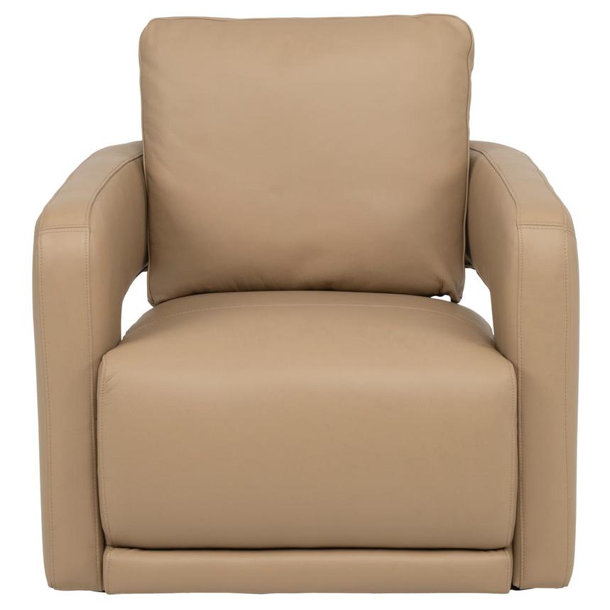 Carmello Dark Cream Leather Swivel Chair  alternate image, 2 of 11 images.
