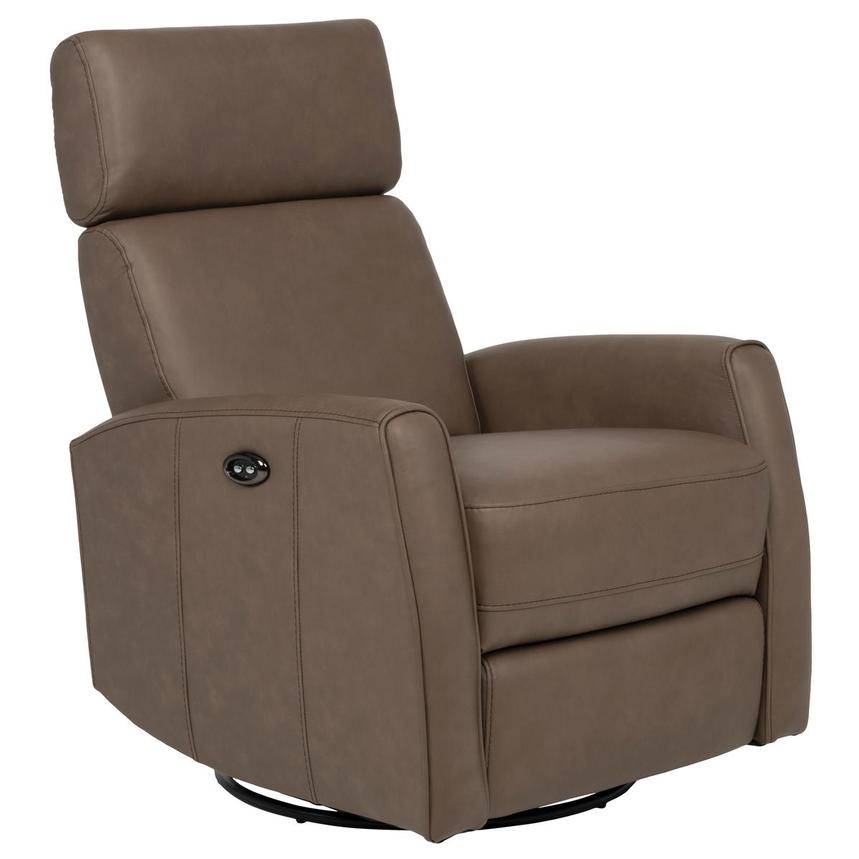 Lucca Brown Leather Power Swivel Glider Recliner alternate image, 2 of 11 images.
