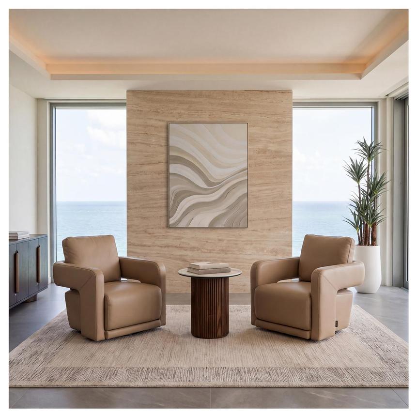 Carmello Dark Cream Leather Swivel Chair  alternate image, 2 of 12 images.