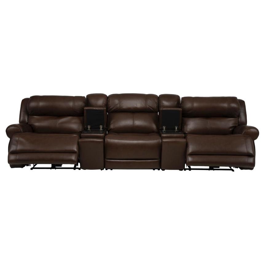 Bruno Brown Home Theater Leather Seating with 5PCS/2PWR alternate image, 2 of 12 images.