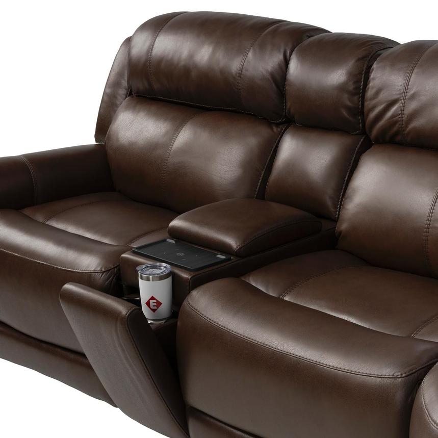 Bruno Brown Leather Power Reclining Sectional with 6PCS/3PWR  alternate image, 7 of 14 images.