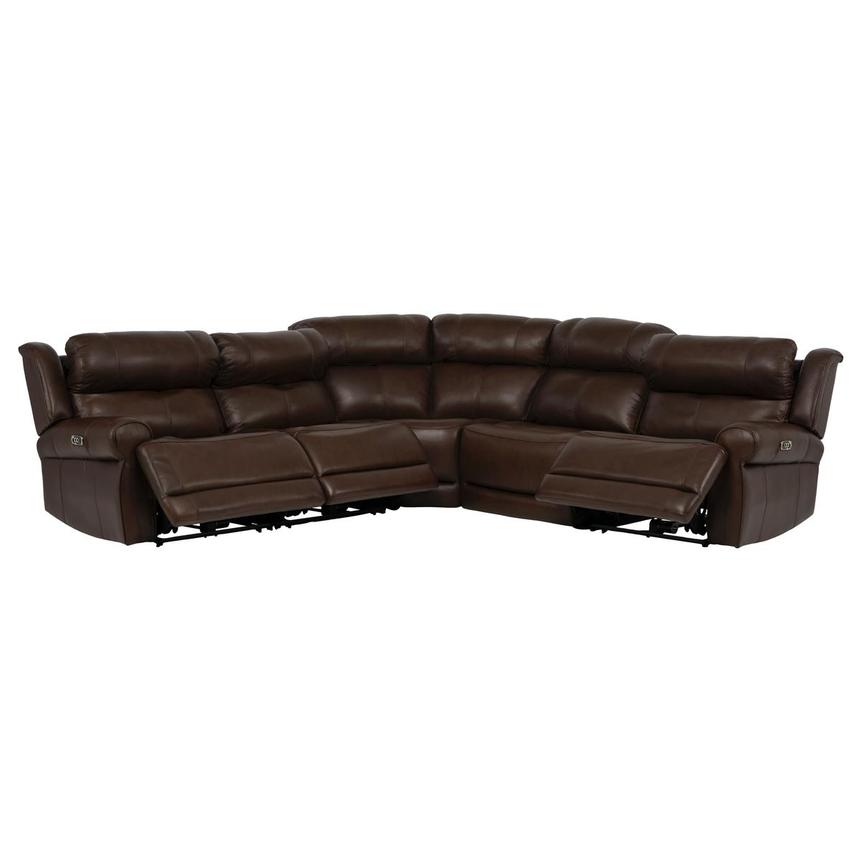 Bruno Brown Leather Power Reclining Sectional with 5PCS/3PWR alternate image, 2 of 11 images.