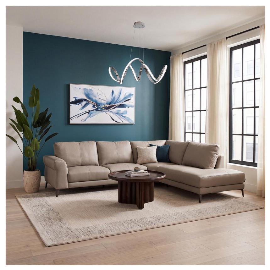 Ember Taupe Leather Sectional Sofa w/Right Chaise  alternate image, 2 of 2 images.