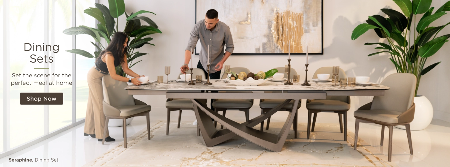 Dining Sets. Set the scene for the perfect meal at home. Shop Now