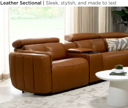 Leather Sectional. Sleek, stylish, and made to last.