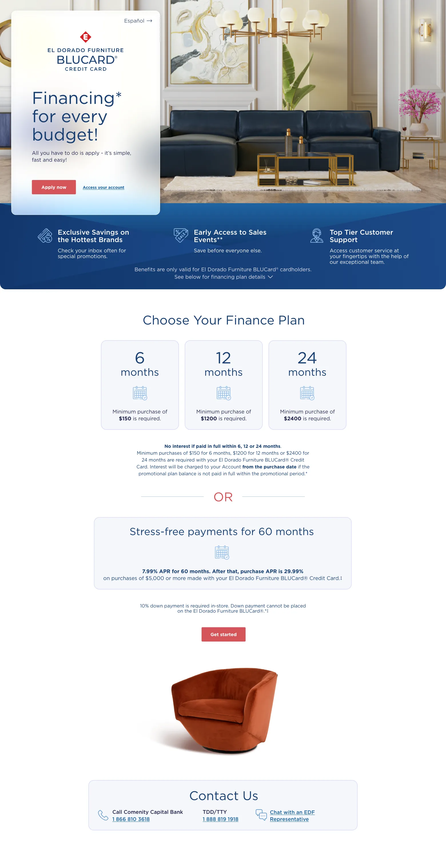 El Dorado Furniture BLUCard® Credit Card El Dorado Furniture