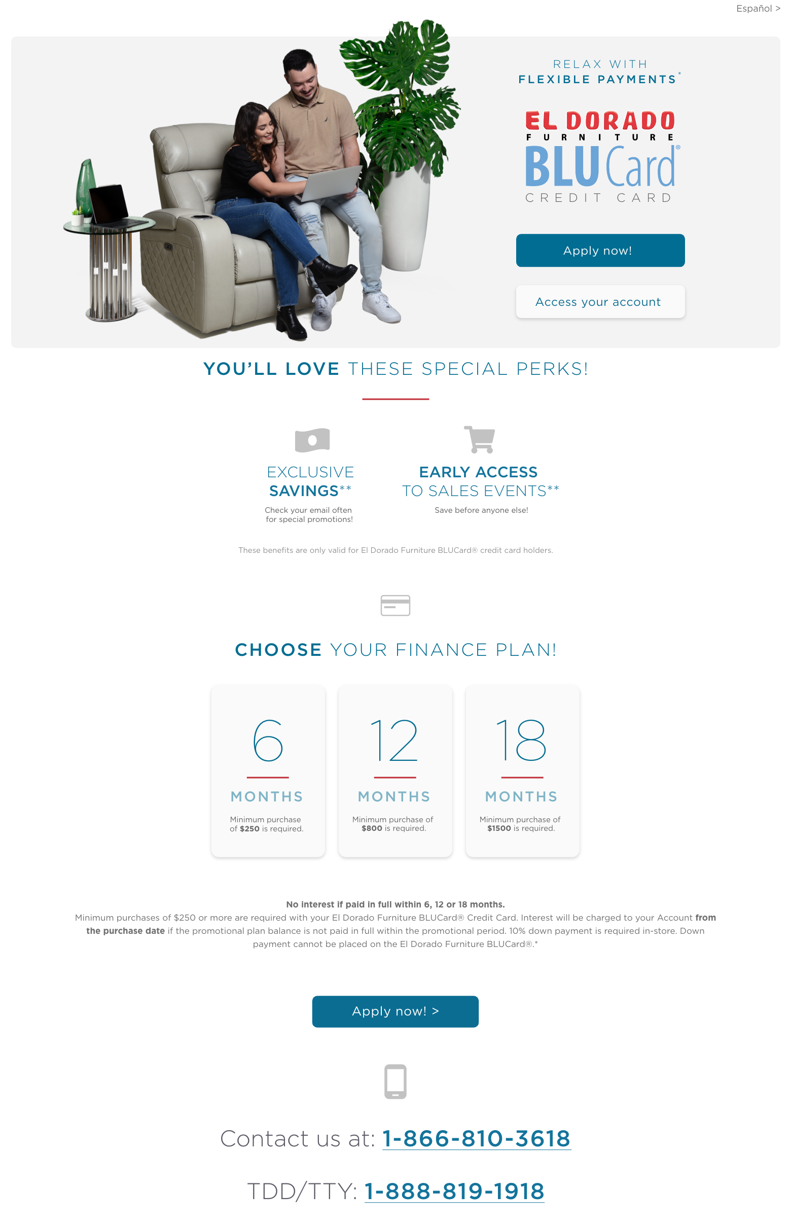 El Dorado Furniture BLUCard® Credit Card El Dorado Furniture